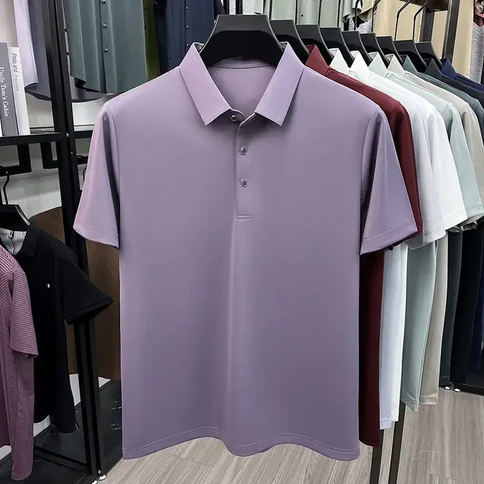 Polo en soie de mûrier pour hommes