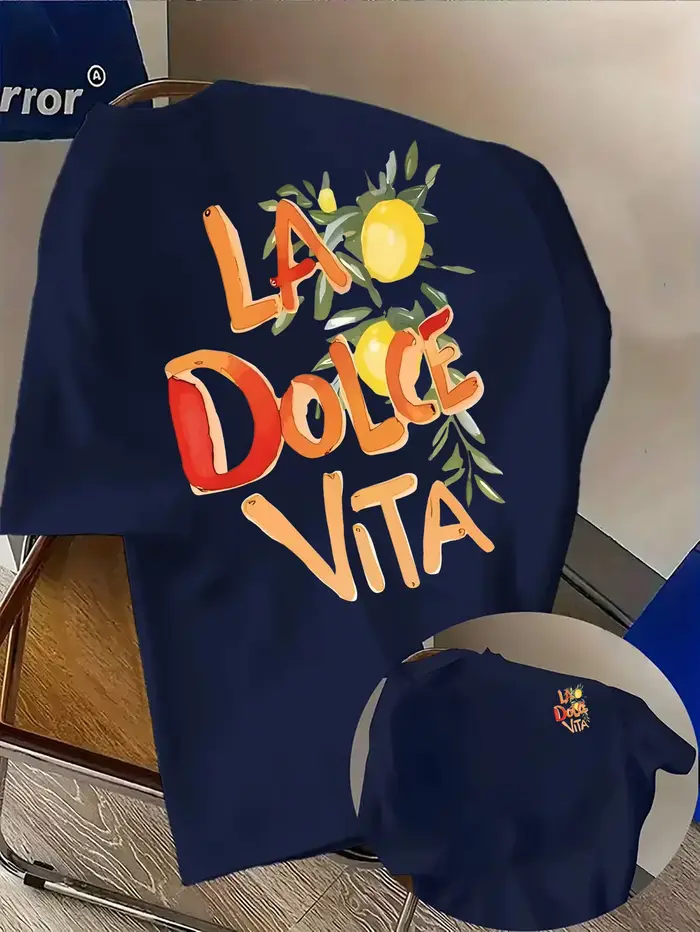 T-shirt pour homme en coton 100% doux de qualité supérieure avec impression artistique citronnée « L