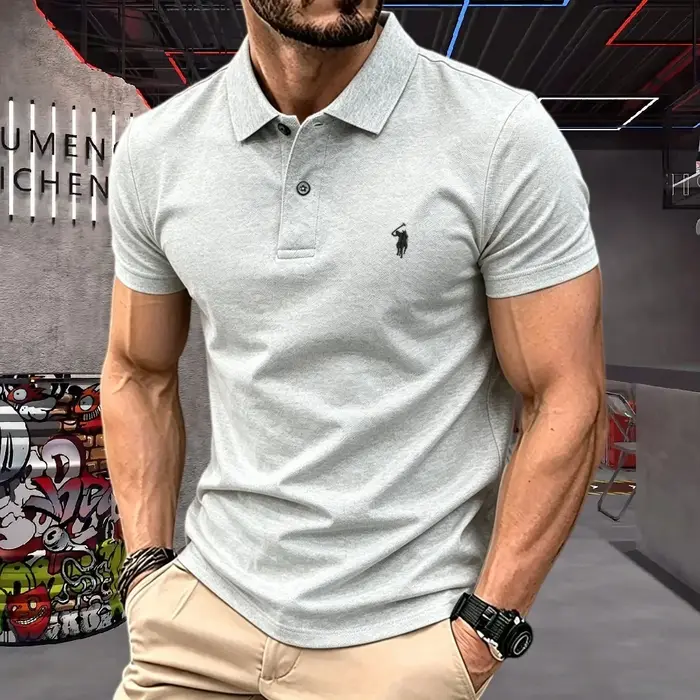 Polo Homme Haut de Gamme 2026 – 100% Fibre de Polyester – Broderie Poney Luxe Été 2026 – T-shirt Décontracté à Manches Courtes pour le Golf
