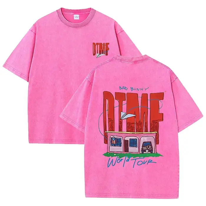 T-shirt vintage délavé beige 2026 Bad Bunny DTMF World Tour Graphic Tee unisexe décontracté streetwear