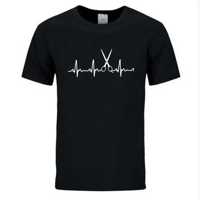 T-shirt manches courtes homme, estival et de marque, en coton, coiffeur, imprimé cheveux cool