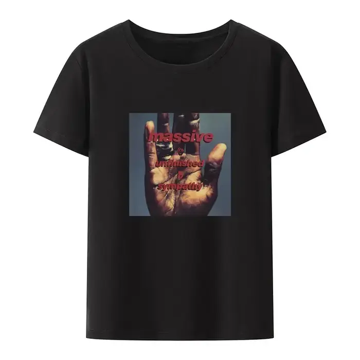 Attaque massive noir blanc imprimé t-shirt créatif Hipster esthétique hauts hommes femmes à manches courtes populaire Punk décontracté Camisetas