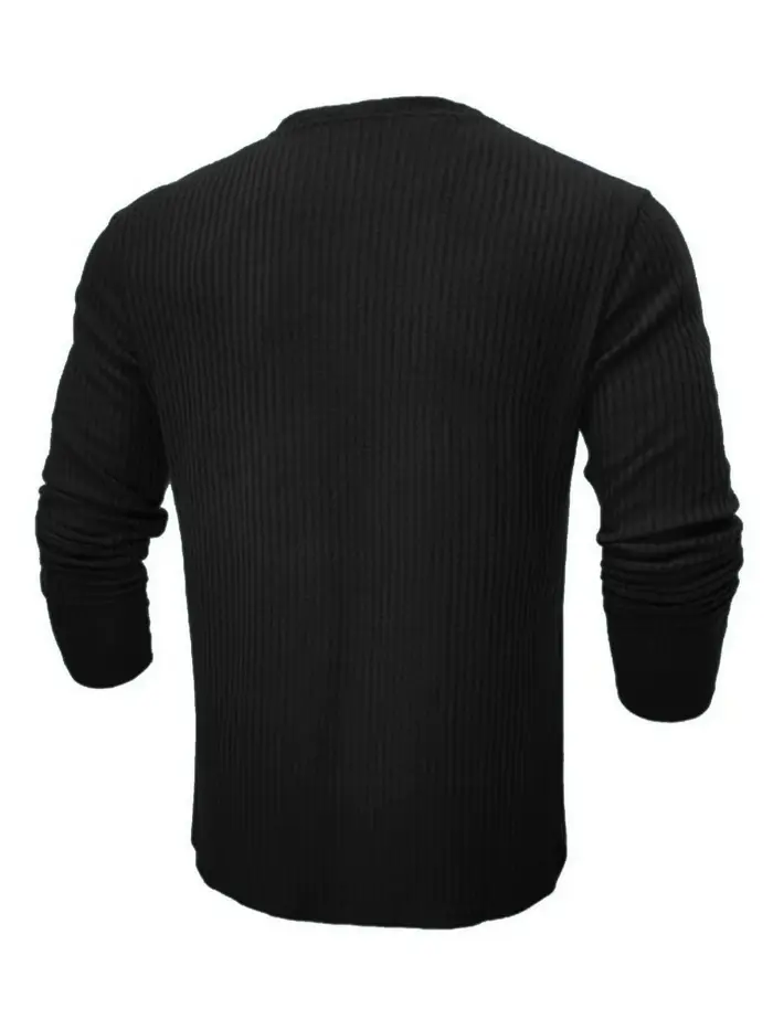 T-shirt en tricot à manches longues et col rond pour homme, pull uni, coupe décontractée et formelle, parfait pour tous les jours