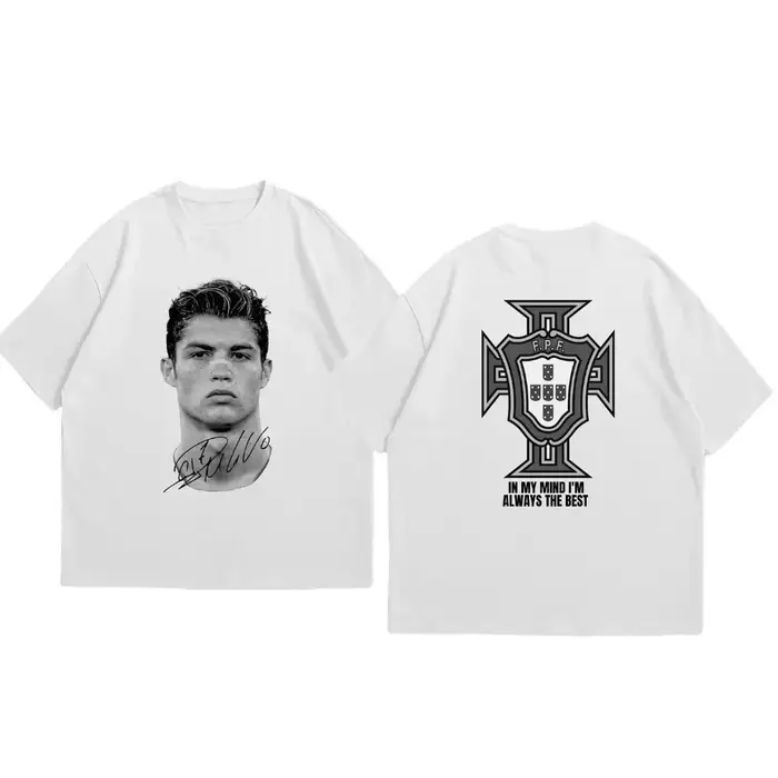 Cristiano Ronaldo football Superstar mode imprimé à manches courtes coton T-shirt hommes femmes porté Style américain été rétro tendance
