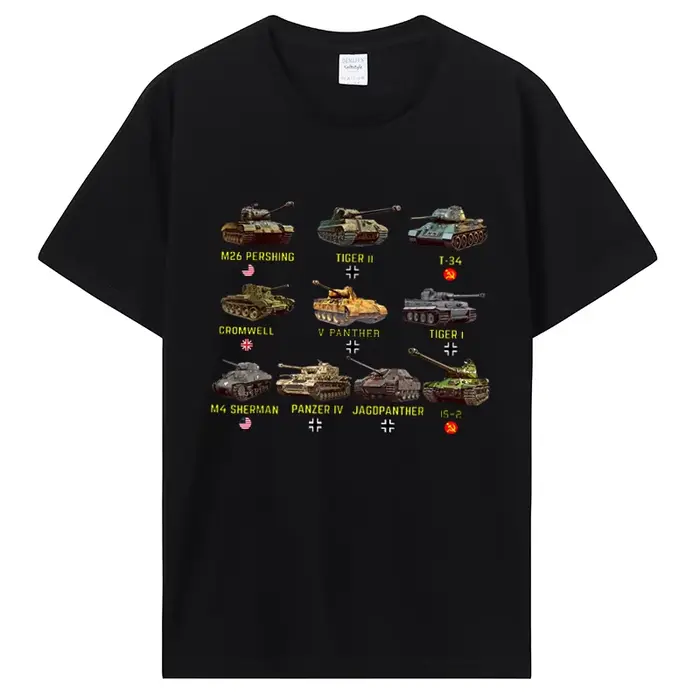Nouveaux réservoirs M4 Sherman Panzer IV Tiger II T-34 T-Shirt hommes décontracté coton