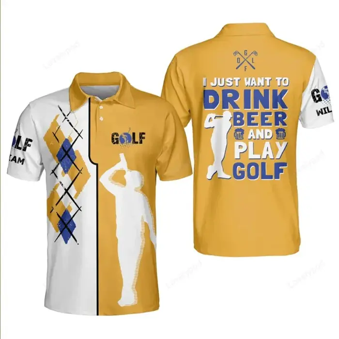 Polos de golf College tête de mort 3D pour hommes et femmes