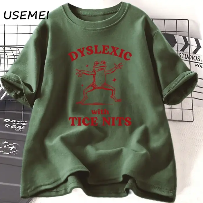 Dyslexique avec Tice Nits t-shirs femmes hommes drôle grenouille t-shirt muet idiot Meme graphique t-shirts coton Csual à manches courtes vêtements