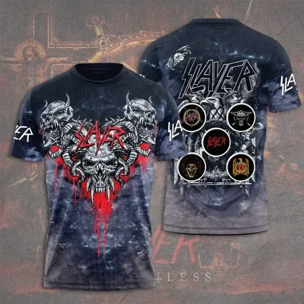 T-shirt pour homme tendance, groupe de rock Slayer, t-shirts imprimés en 3D, homme femme, hip hop, m