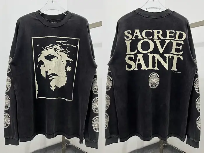 Saint 25AW SS manches longues T-shirt hommes femmes haute qualité tissu lourd unisexe hauts