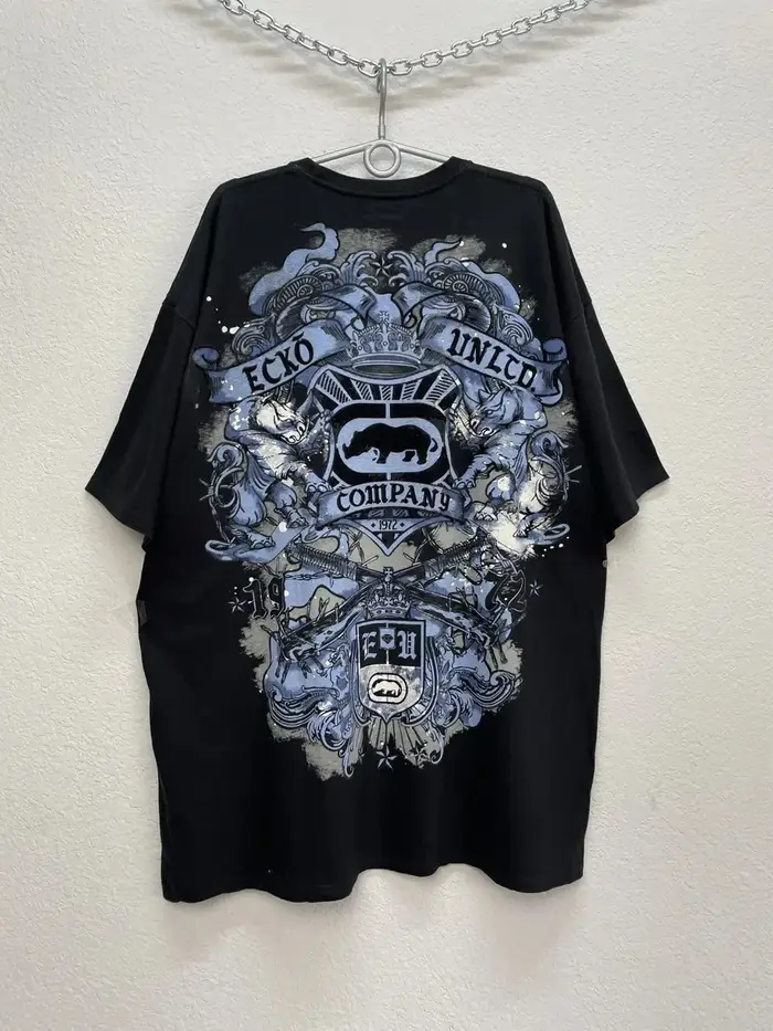 Ecko Rhino imprimé graphique t-shirt Y2K Vintage surdimensionné Streetwear