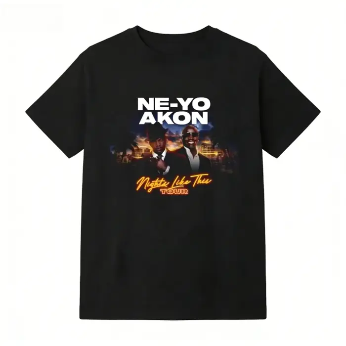 T-shirt Ne Yo Akon 2026 Nouvelle Tournée Night Like This – Haut Décontracté Tendance pour le Quotidi