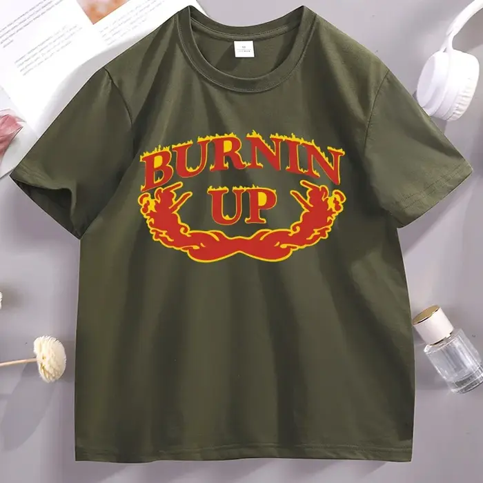 Burnin Up T-shirt graphique hommes vêtements casual à manches courtes haute qualité respirant