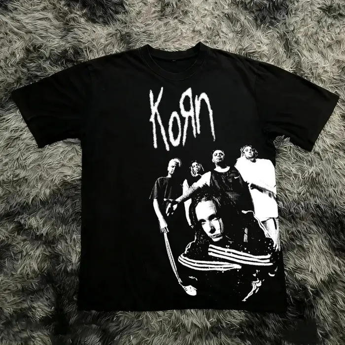 Korn Follow The Leader T-shirt en coton imprimé double face Metal Band Tee pour hommes et femmes