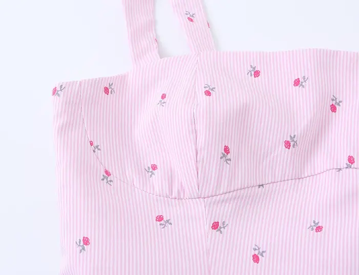 Débardeur Cami Rose à Motifs Floraux pour Femme - Style Bustier Corset Plissé Rayé