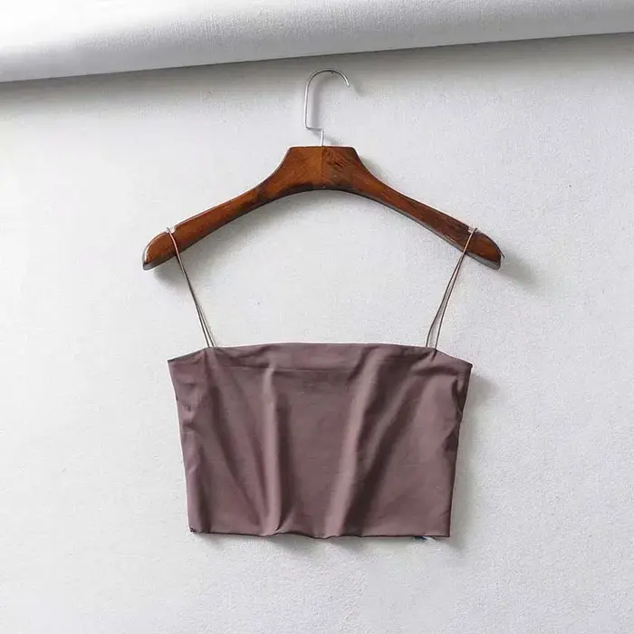 2025 été femmes haut court Sexy élastique coton Camis sans manches court débardeur barre
