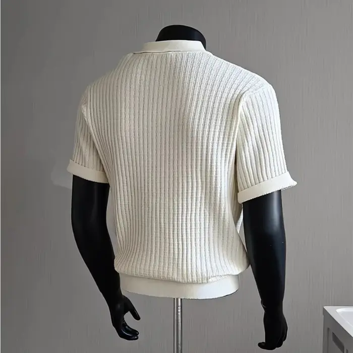 Polo à manches courtes en tricot côtelé pour hommes