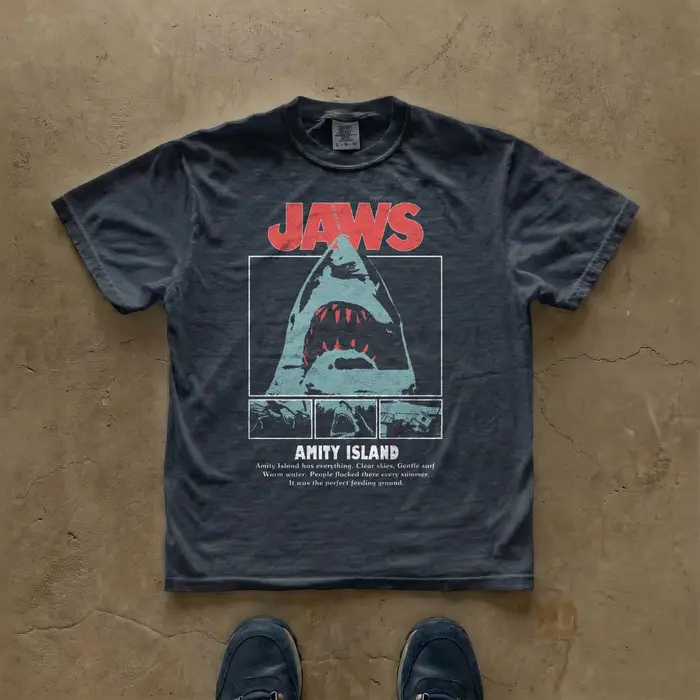 T-shirt vintage pour femme avec motif Jaws