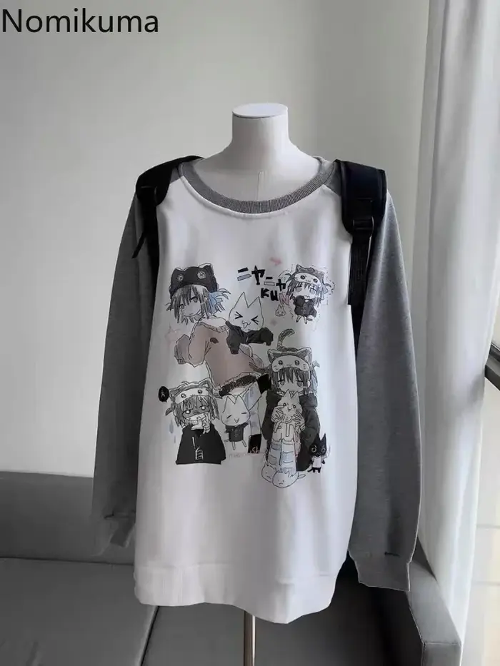 T-Shirt à Manches sulfet Col Rond en Coton pour Femme