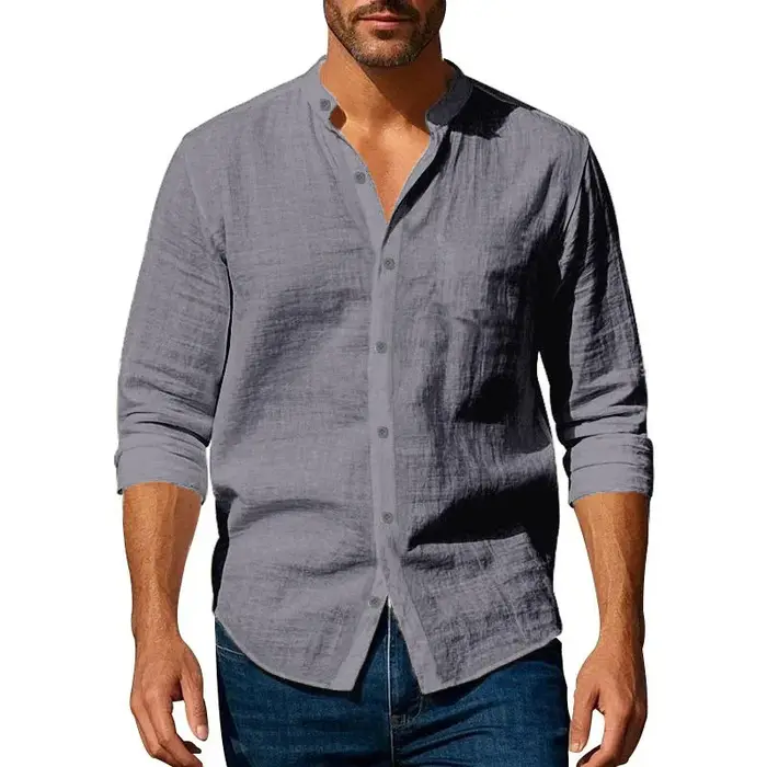 Chemise en coton et lin pour hommes