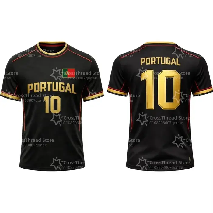 T-shirt imprimé drapeau du Portugal, uniforme d'entraînement de football d'été, maillot respirant et à séchage rapide pour hommes et femmes, cadeau idéal