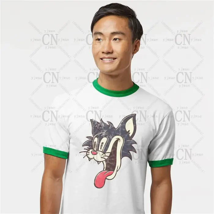 T-shirt Crazy Cat Smiling Psycho Ringer