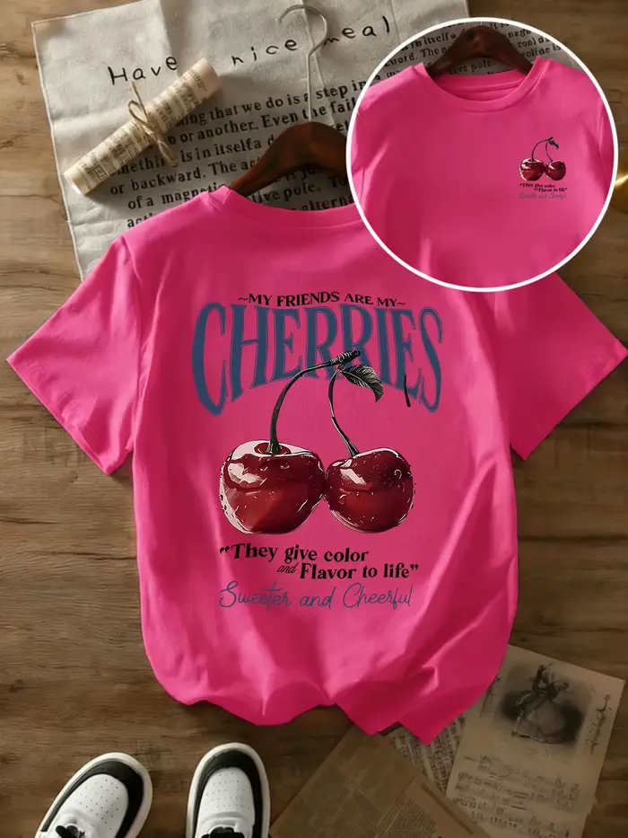 T-shirts d'été à imprimés cerises pour femmes