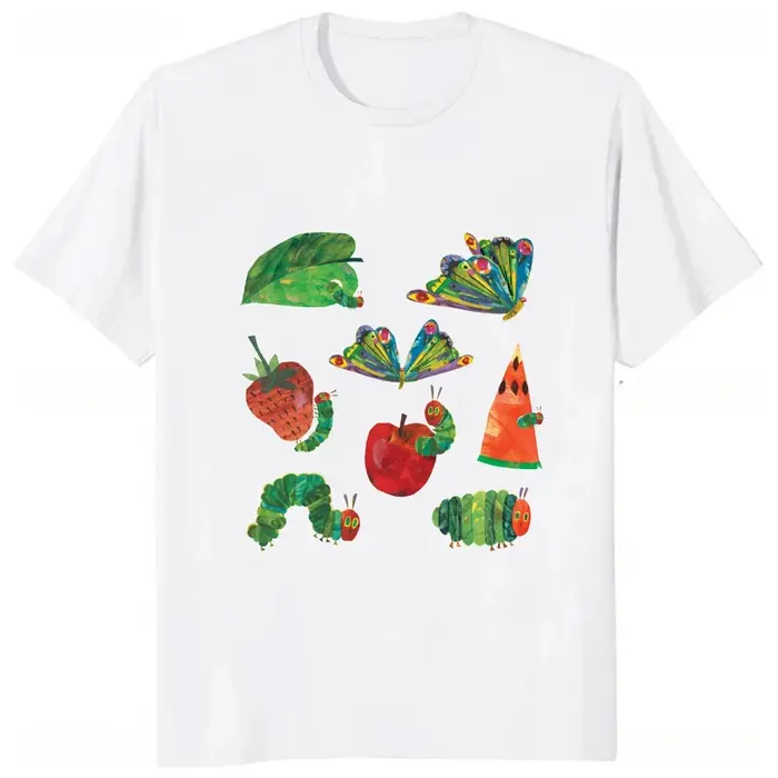 Le chenille très affamée dessin animé imprimé t-shirt Style d'été décontracté mode Couples vêtements Y2K Harajuku unisexe t-shirts