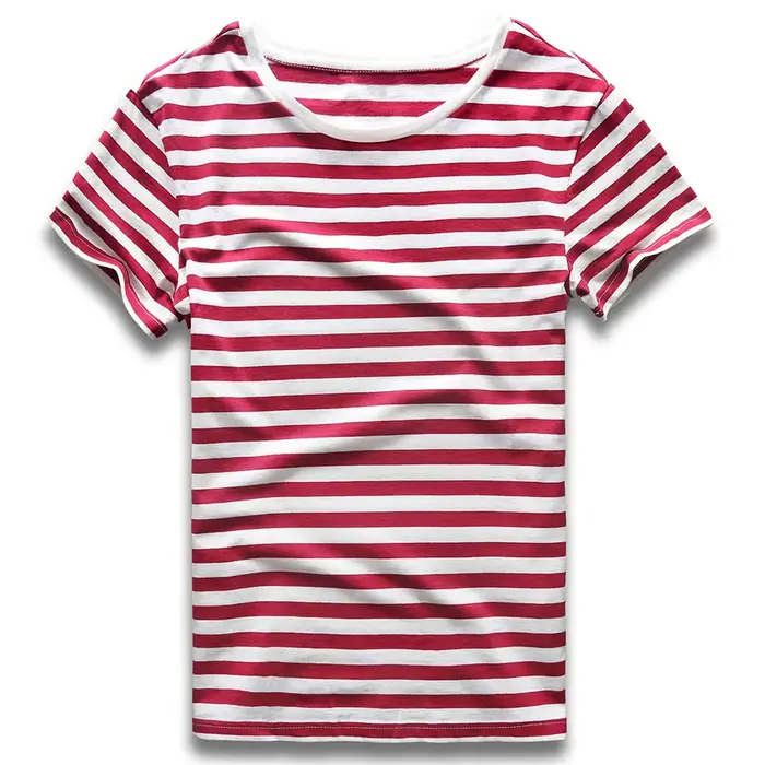 Hommes rayé T-Shirt rayures haut t-shirts mâle mode à manches courtes bleu rouge blanc noir