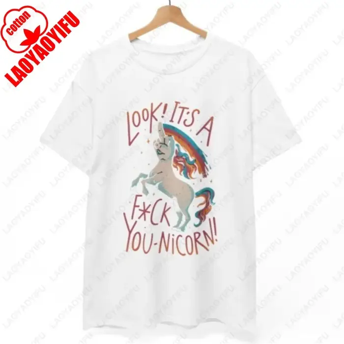 F-You T-Shirt licorne Style Humor coton à manches courtes