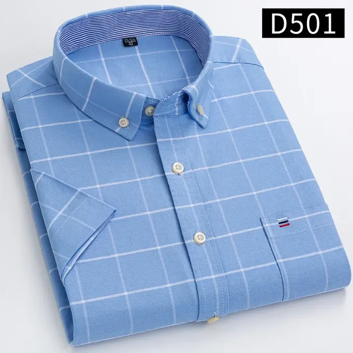 Chemise à carreaux rayée à manches courtes pour hommes
