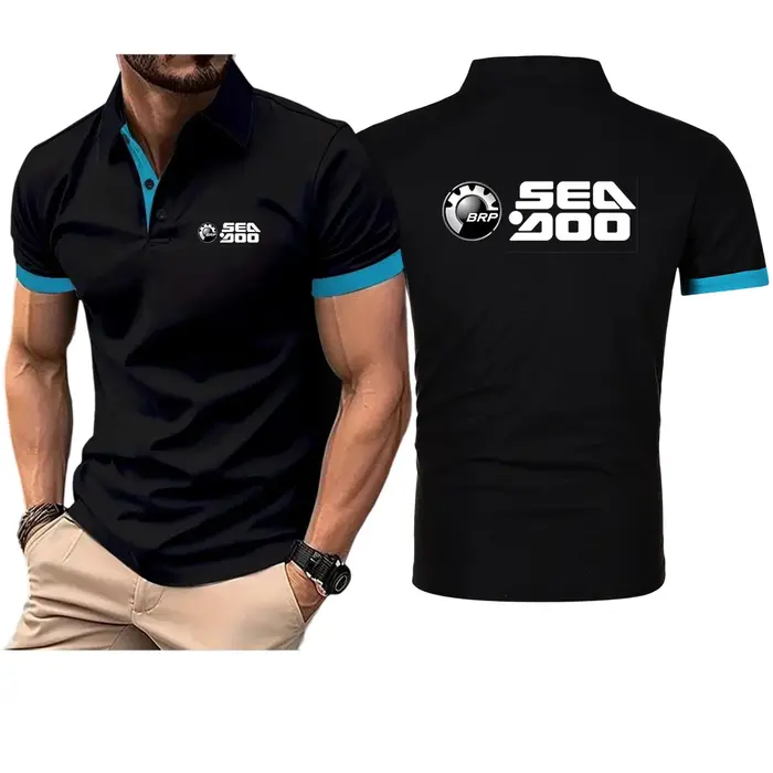 Polo homme 2026 à col revers, design créatif et graphique, imprimé logo BRP Sea-Doo, tendance et acc