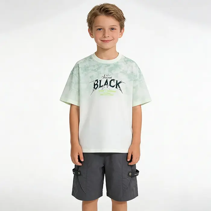 Ensemble 2 pièces d'été pour adolescents : T-shirt tie-dye à col rond et short cargo décontracté – T