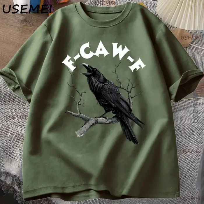 F Caw drôle corbeau T-shirt hommes femmes Humor désengré Animal T-shirt en vrac Vintage graphique t-shirts coton confortable mâle vêtements