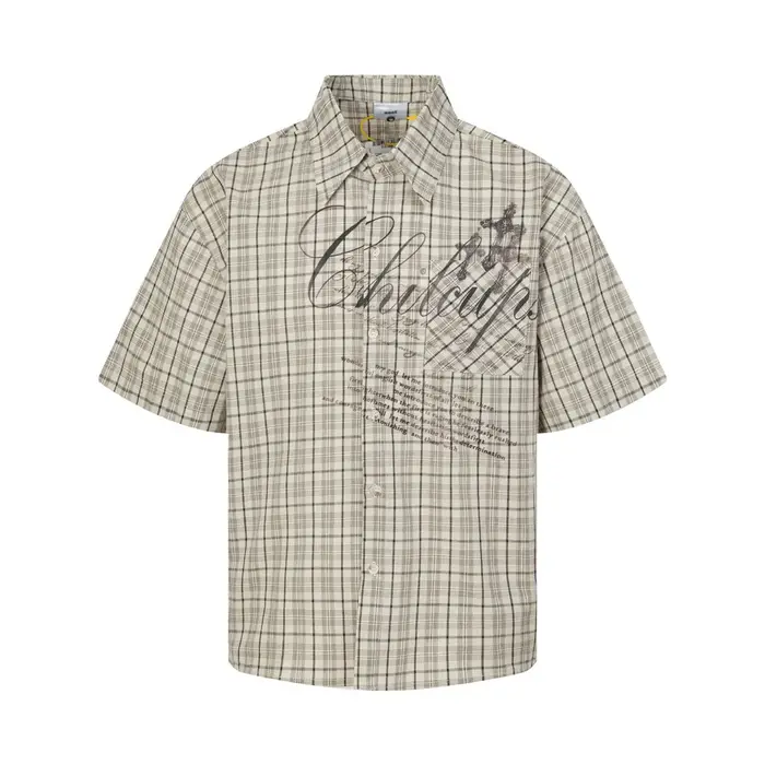 T-shirt à manches courtes pour hommes, imprimé croisé, rétro, High Street, ample, simple boutonnage,