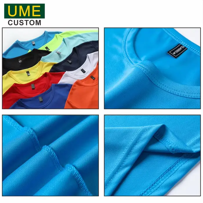 T-shirt à séchage rapide Logo personnalisé haut de sport respirant broderie