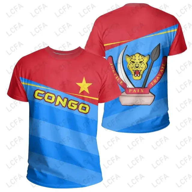 Nom personnalisé numéro république démocratique du Congo drapeau emblème 3D T-shirt hommes femmes t-shirts maillot