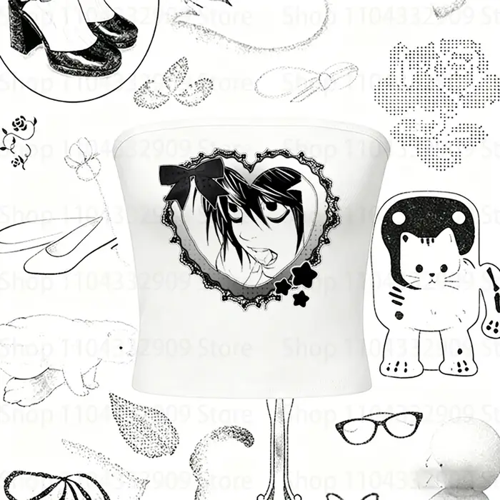 Débardeur graphique Kawaii tendance, style rétro Harajuku des années 2000, imprimé Goth Punk Trashy,