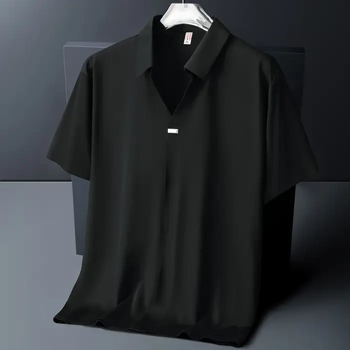 Polo Homme M-6XL 7XL 8XL Nouvelle Collection Été – Polo à Manches Courtes en Soie Glacée de Haute Qu