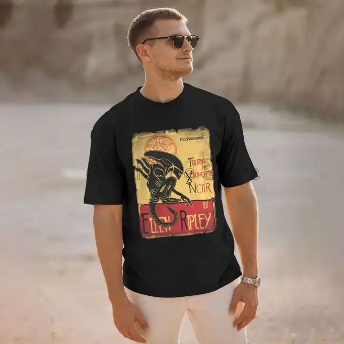 Tournee Du Xenomorphe Noir Essentiel Unique T-shirt Alien Ellen Ripley Design T-shirts Hommes Coton