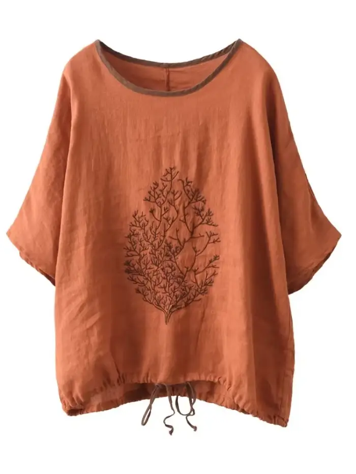 T-shirt en coton baggy uni pour femmes