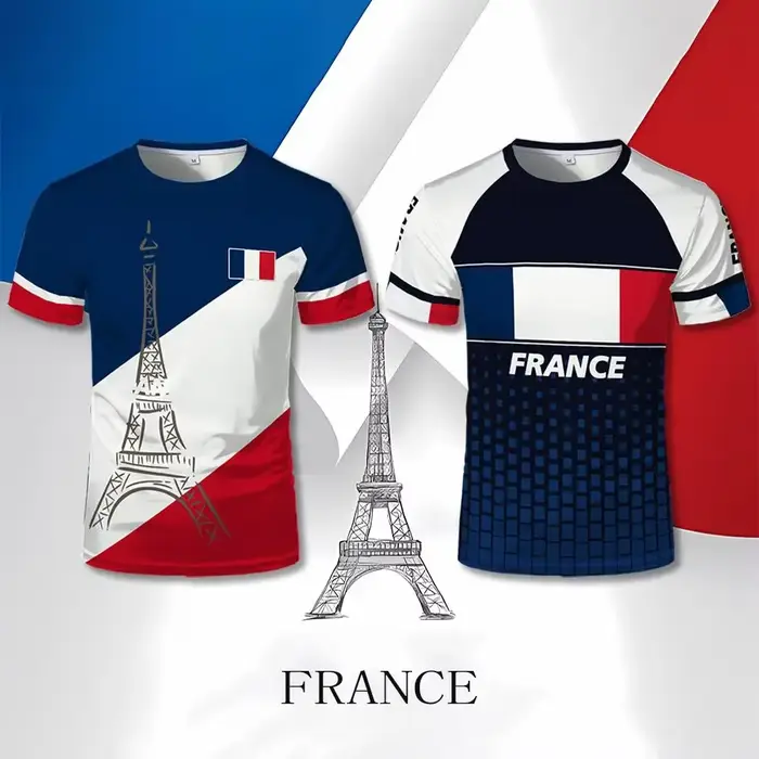 T-shirt drapeau français imprimé en 3D
