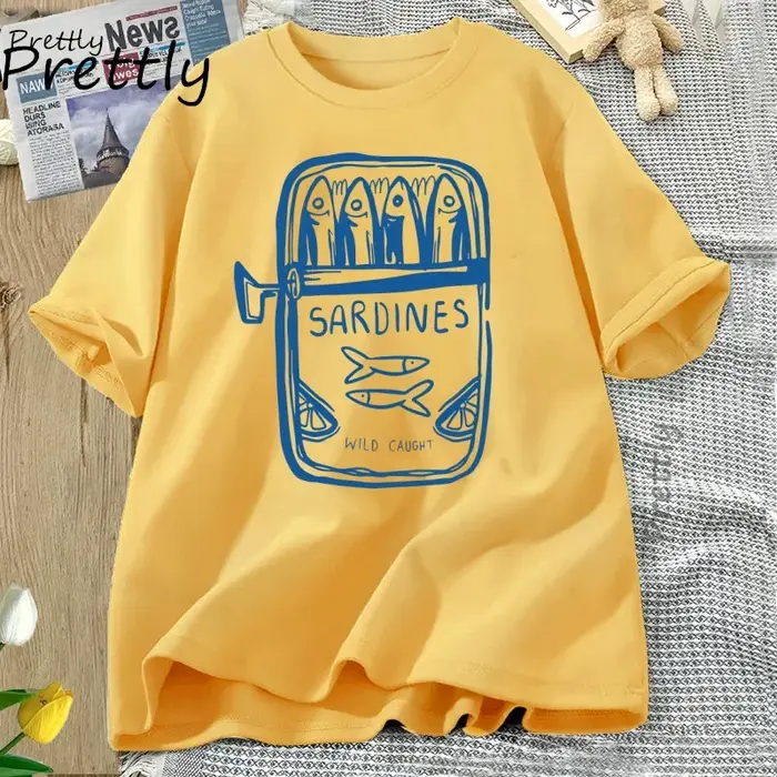 Sardine T-shirt pêcheur plage à manches courtes coton