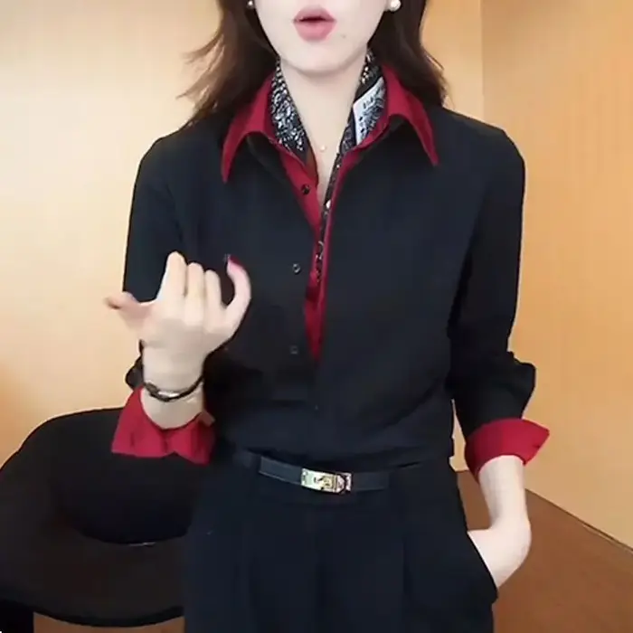 Chemise à col polo tendance pour femme
