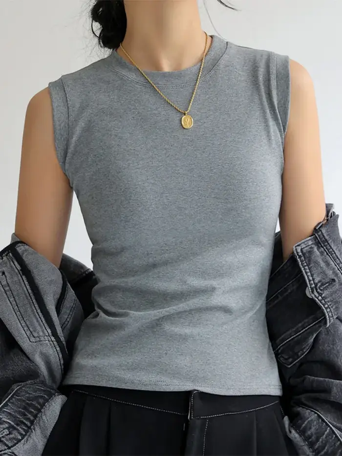 Camisole en coton à col rond pour femme