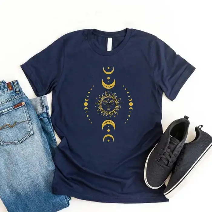 Soleil et lune étoiles T-Shirt céleste