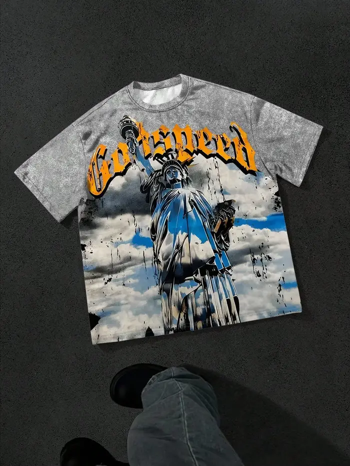 Le nouveau T-shirt pour hommes pour l'été de 2025 présente une impression de motif d'ange 3D douce et respirante à la mode décontractée