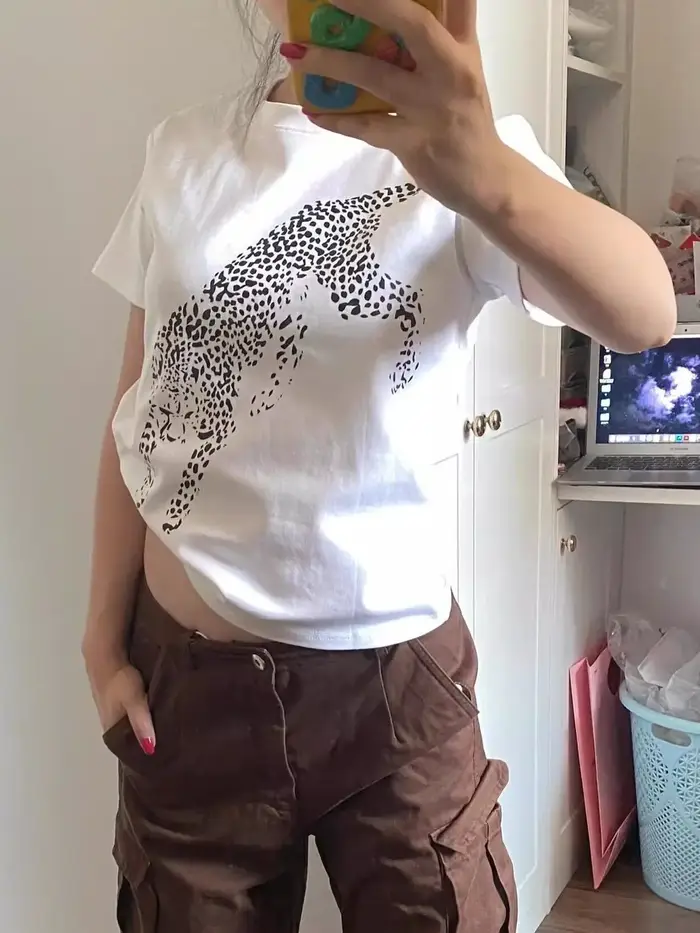 T-shirt imprimé léopard pour femme