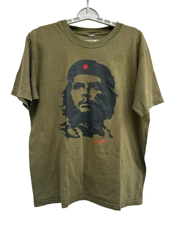 Grand t-shirt vintage Che Guevara pour hommes? Étiquette coupée vert armée