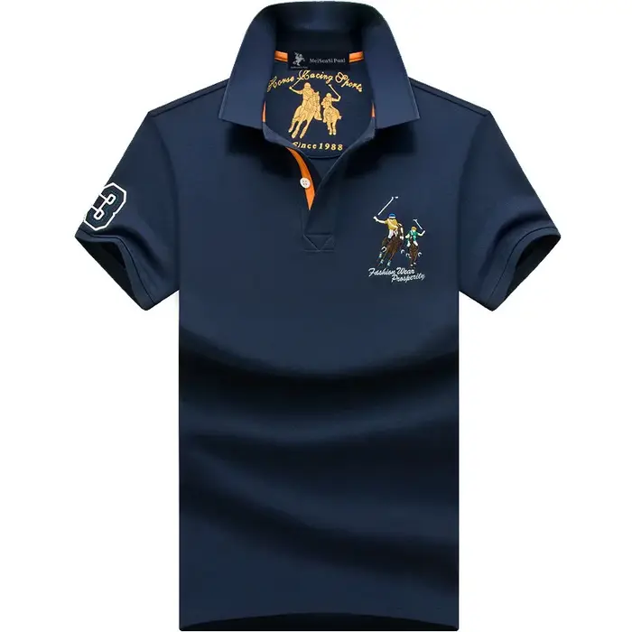 Polo d'été hommes coton décontracté broderie