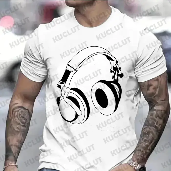 T-shirt graphique unisexe pour homme, casque, musique, DJ, cadeau, vêtements pour mari